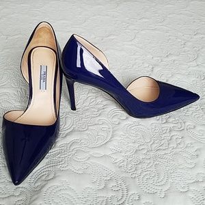 Prada royal blue patent leather pumps